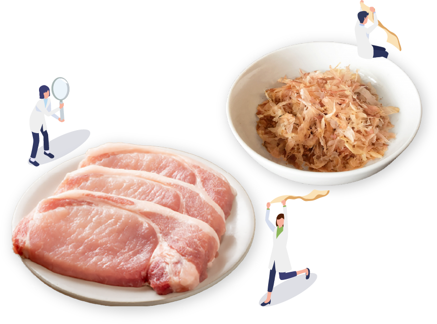 肉やかつおに含まれるうま味成分　「イノシン酸」